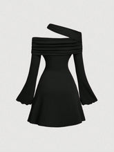 1pc Off-Shoulder Halter Flare Sleeve A-Line Red Dress